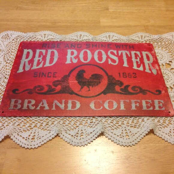 Wall Art Metal Sign, New, Red Rooster Coffee - Picture 1 of 5